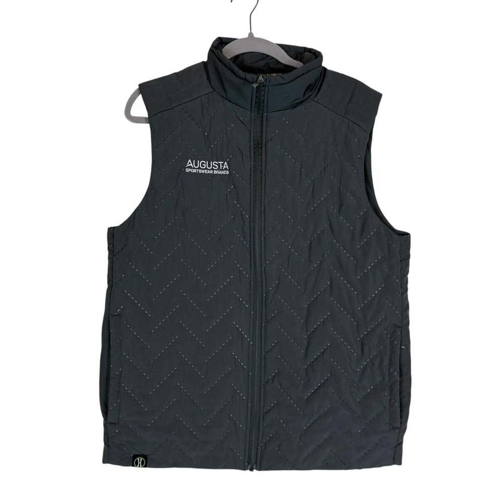 Holloway Vest Mens Medium Gray Quilted Full Zip Augusta Logo Insulated Outdoor